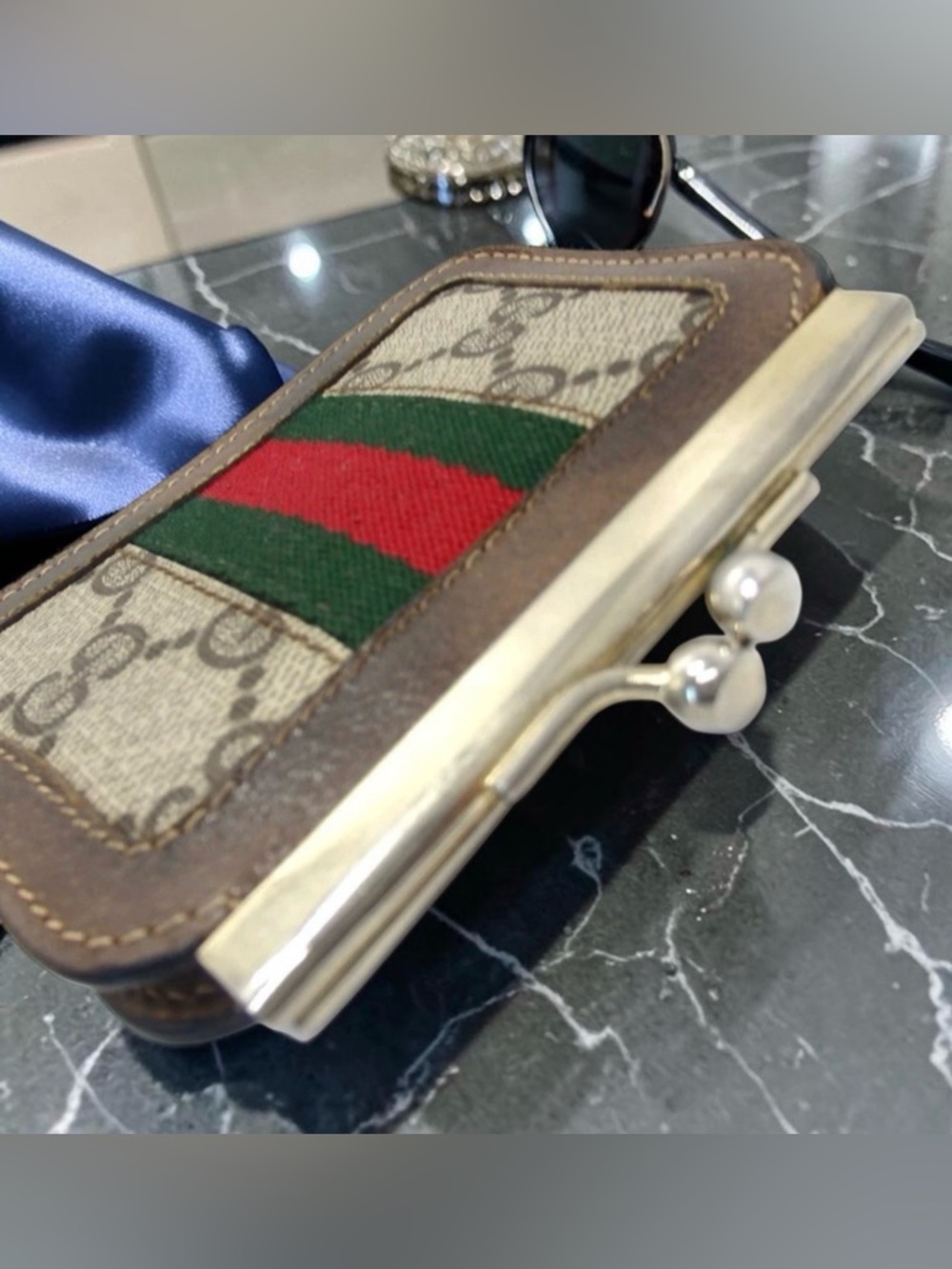 GUCCI Accessory Collection Vintage Sherry Line Kisslock Coin Purse πβ€οΈ - Picture 11 of 16